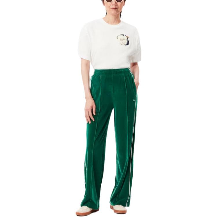 Штаны LACOSTE Вязаные тренировочные брюки женские темно-зеленый белый - изображение 2