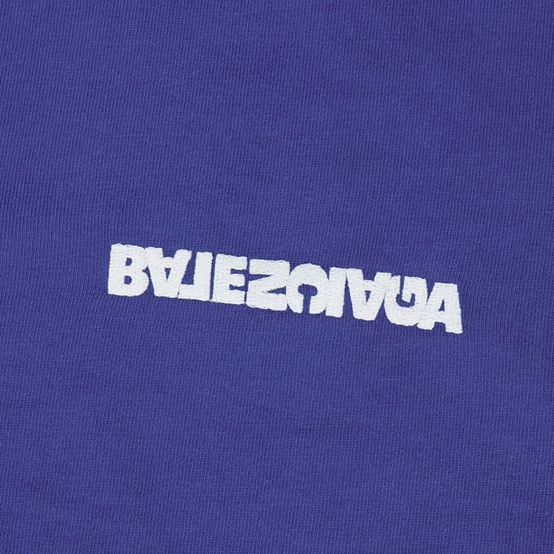 Футболка Balenciaga SS23 Logo Embroidered Tee Blue - изображение 5