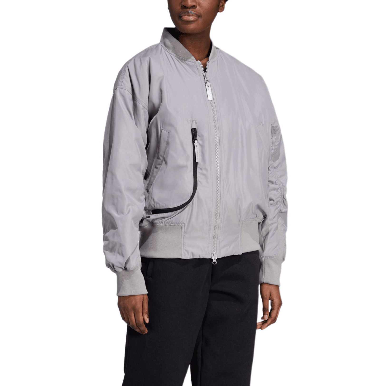 Куртка Adidas Bomber Stella McCartney Спортивная одежда Ткани вязаные Bomber Куртка Женская Голубино-серый - изображение 3