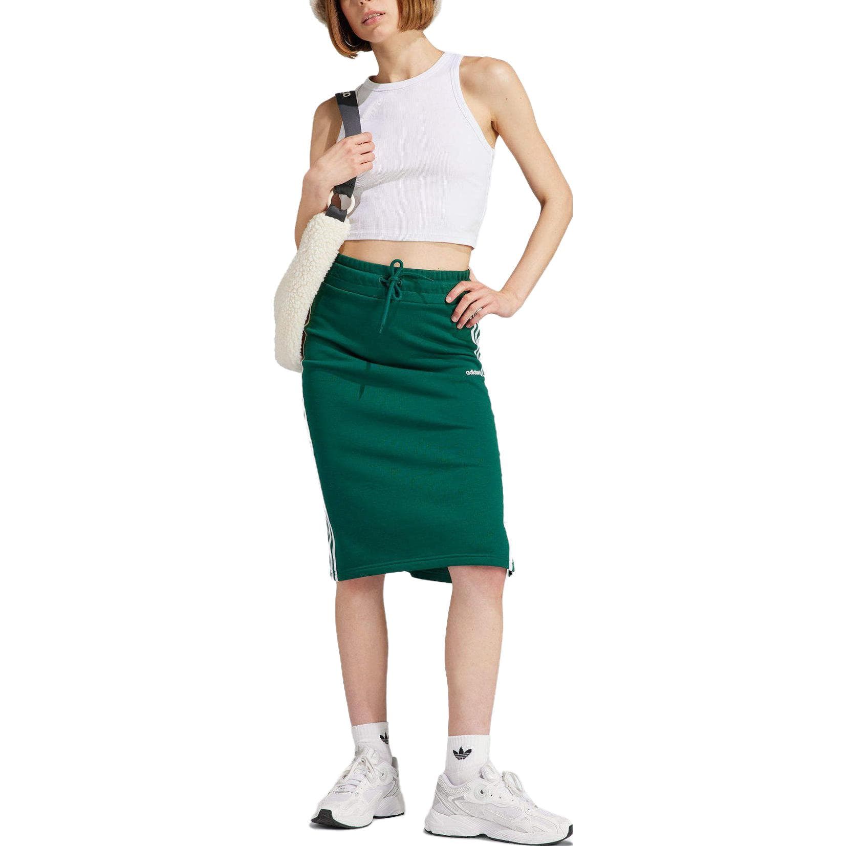 Юбка Adidas Originals Three Skirts Повседневная Длинная Юбка Женская Зеленая - изображение 2