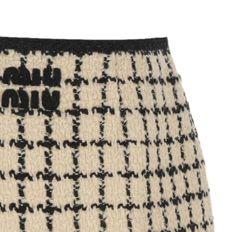 Юбка Miu Miu FW23 Plaid Embroidered Logo Skirt - изображение 4