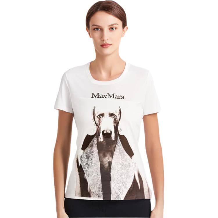 Футболка 'S MAX MARA Mmdog Logo Print T-Shirt White - изображение 3
