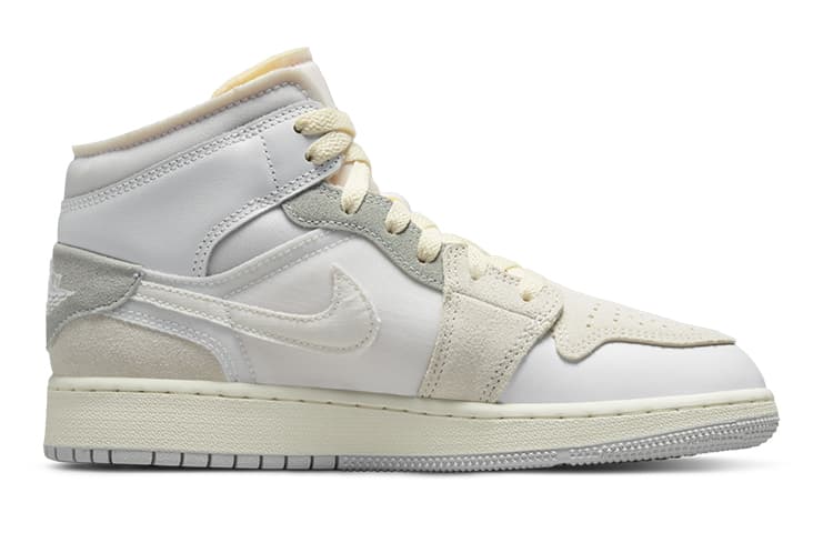 Кроссовки для баскетбола Jordan Air Jordan 1 Mid SE Craft "White and Phantom" GS - изображение 2
