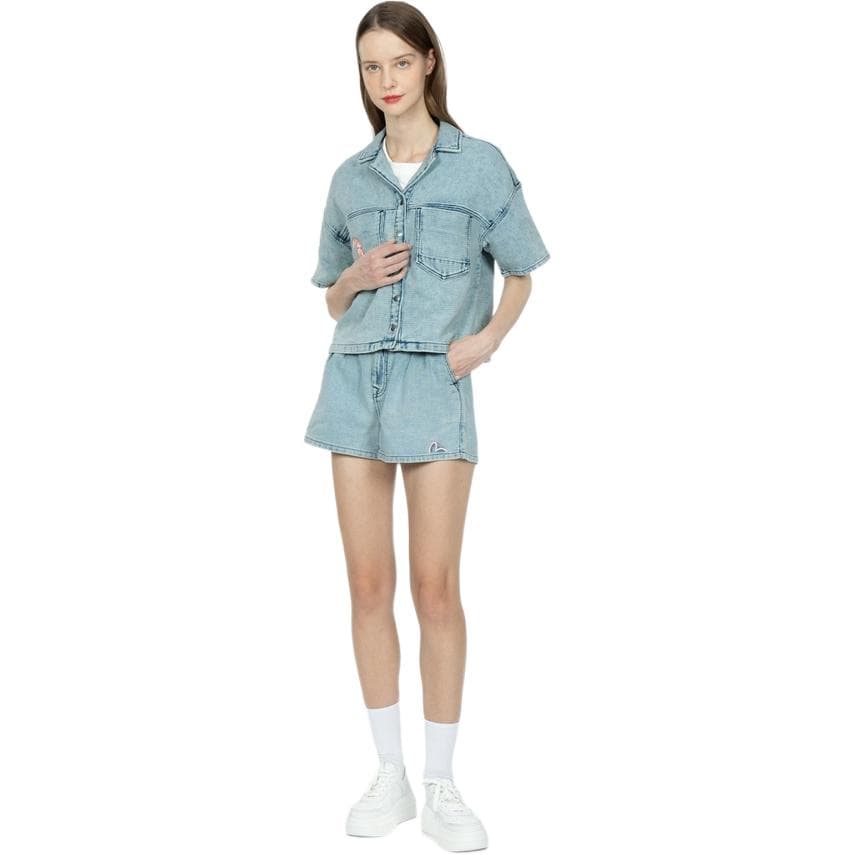 Блузка EVISU Джинсовый синий Женские рубашки - изображение 5