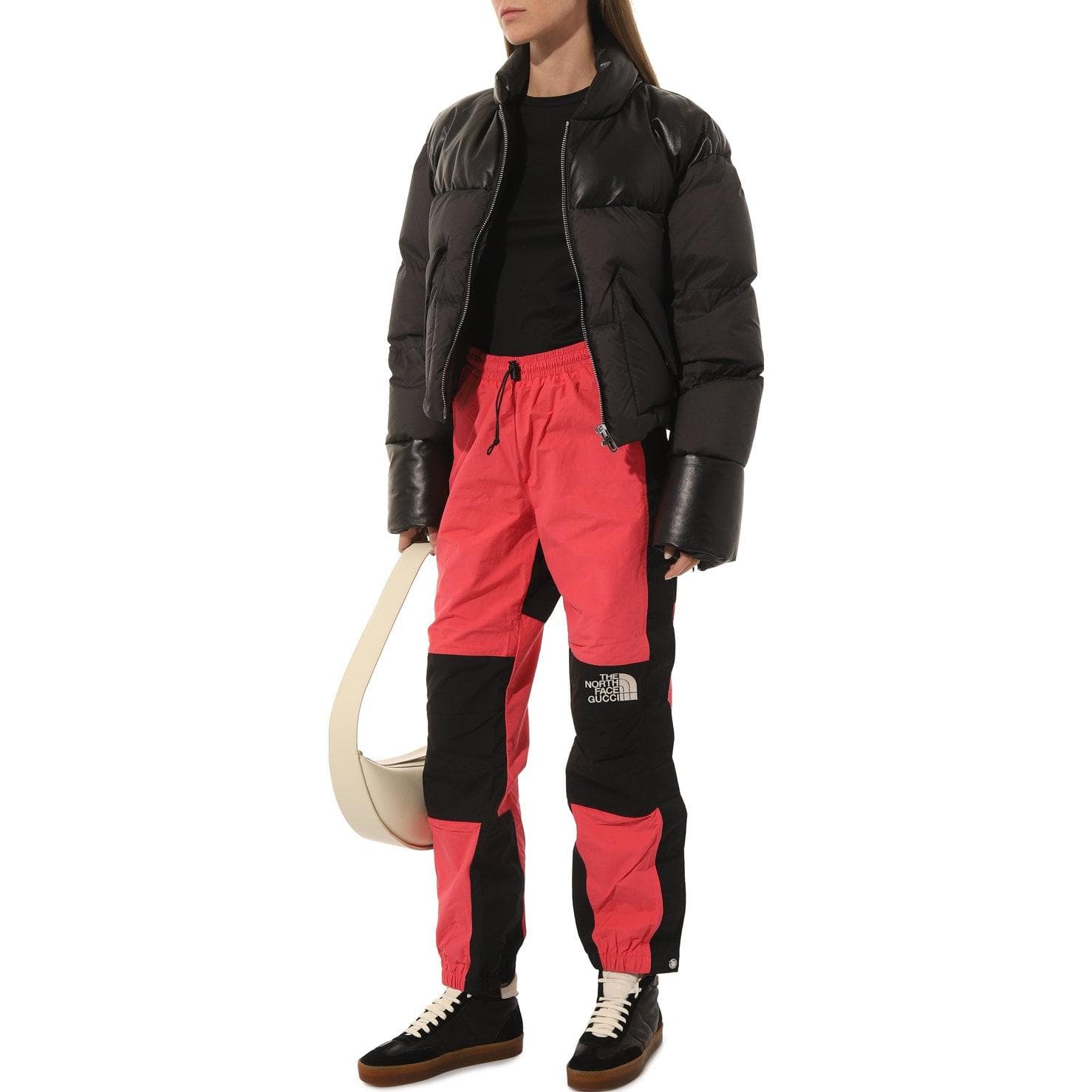 Штаны Gucci x The North Face Logo Embroidered Knit Joggers Red - изображение 4