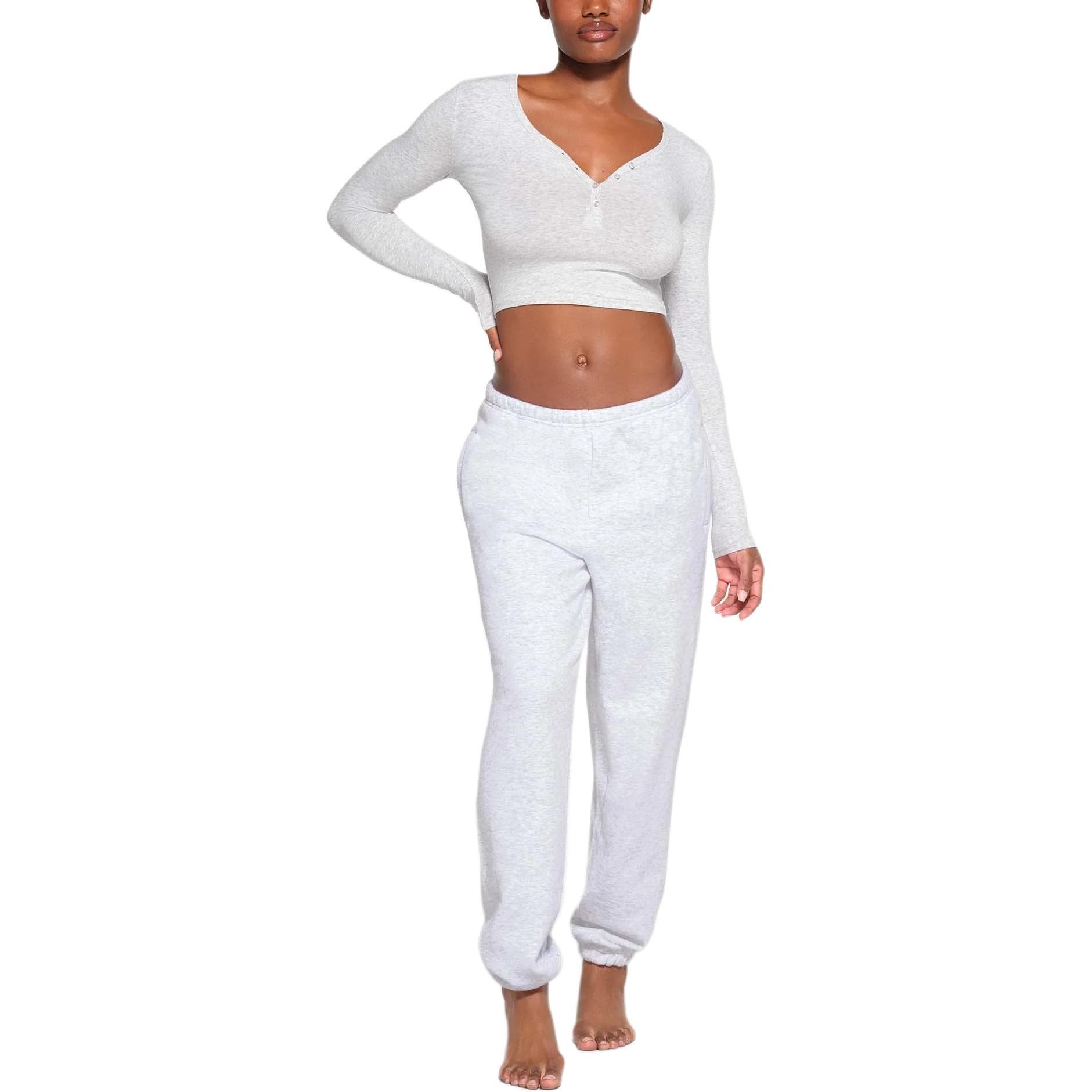 Футболка SKIMS V T LIGHT HEATHER GREY - изображение 2