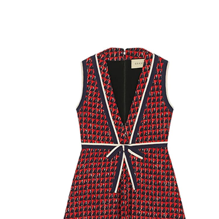 GUCCI Geometric Tweed Dress Red - изображение 3