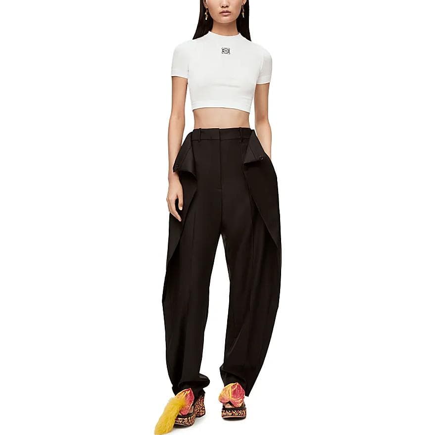 LOEWE SS23 Logo Print Crop Tee White - изображение 3