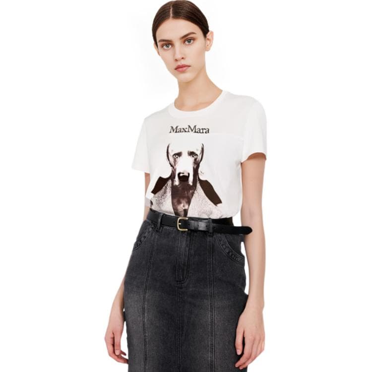 Футболка 'S MAX MARA Mmdog Logo Print T-Shirt White - изображение 5