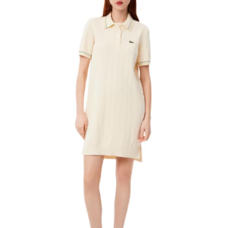 Платье LACOSTE Короткое платье с короткими рукавами женское белое - изображение 2