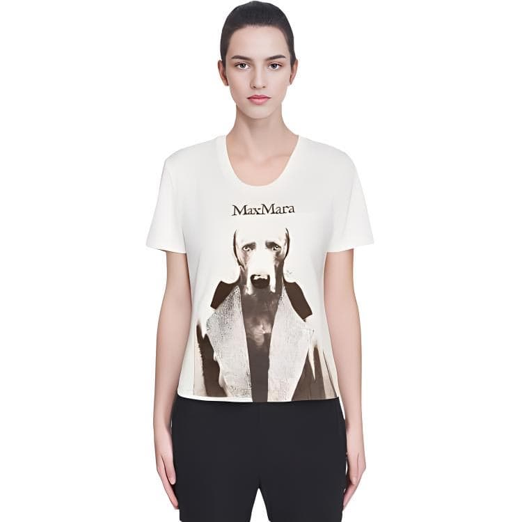 Футболка 'S MAX MARA Mmdog Logo Print T-Shirt White - изображение 4
