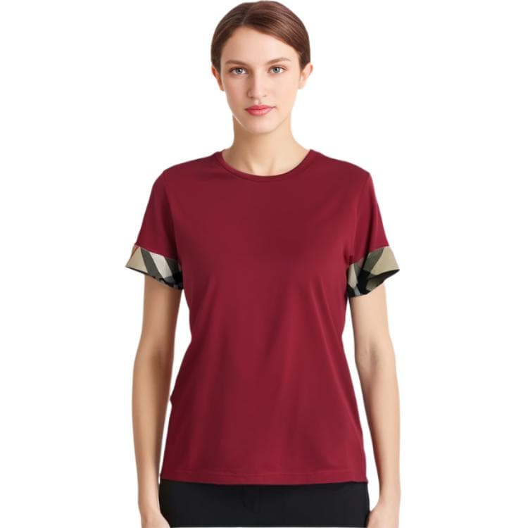 Футболка Burberry T-рубашка женская темно-красный - изображение 3