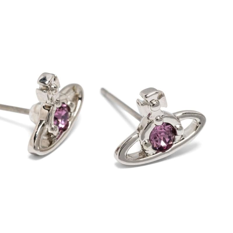 Серьги Серьги Crystal Vivienne Westwood Унисекс Серебряный Розовый Фиолетовый Ромб - изображение 3