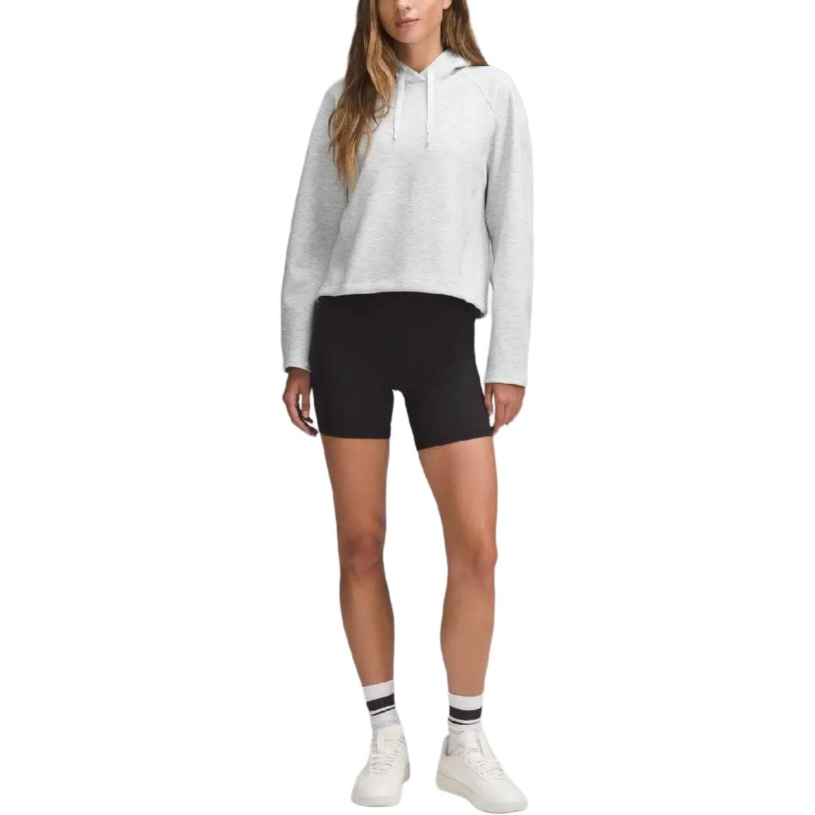 Худи Lululemon Smooth Spacer SS24 Emboss Толстовка женская короткая светло-серая - изображение 3