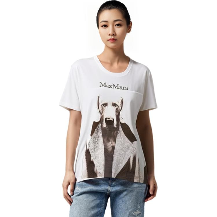Футболка 'S MAX MARA Mmdog Logo Print T-Shirt White - изображение 2