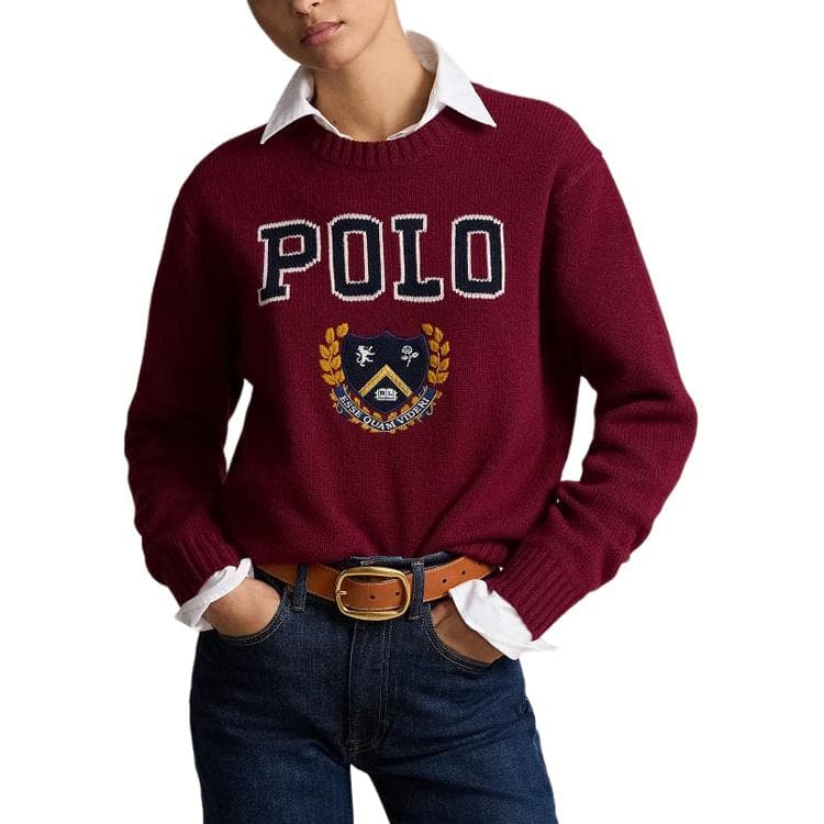 Кардиган Polo Ralph Lauren Свитер Свободный покрой Женские Темно-красный Драгоценный камень - изображение 2
