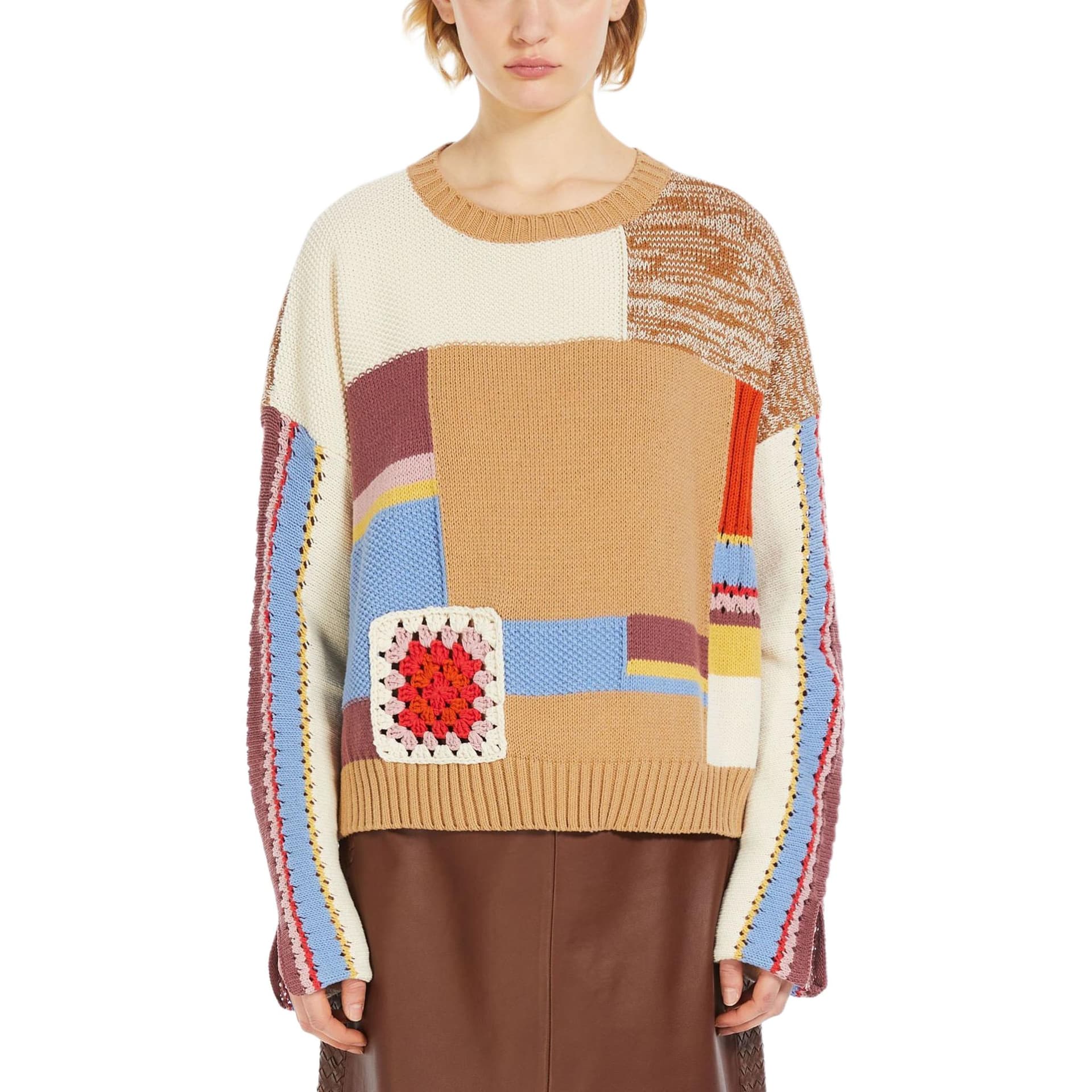 Кардиган WEEKEND MaxMara Padana Patchwork Cotton Sweater - изображение 2