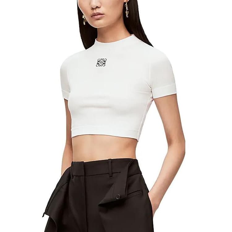 LOEWE SS23 Logo Print Crop Tee White - изображение 4