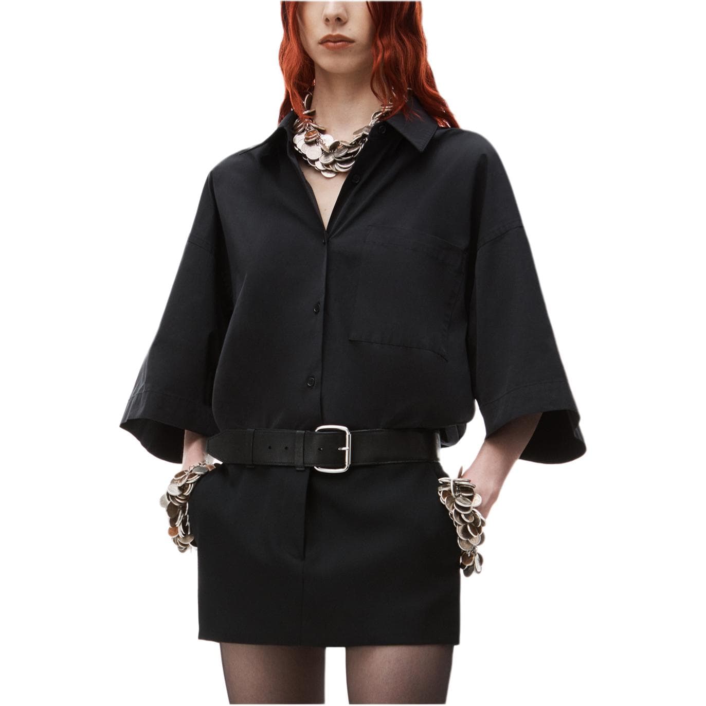 Платье alexander wang Belted Hybrid Mini Shirtdress - изображение 3