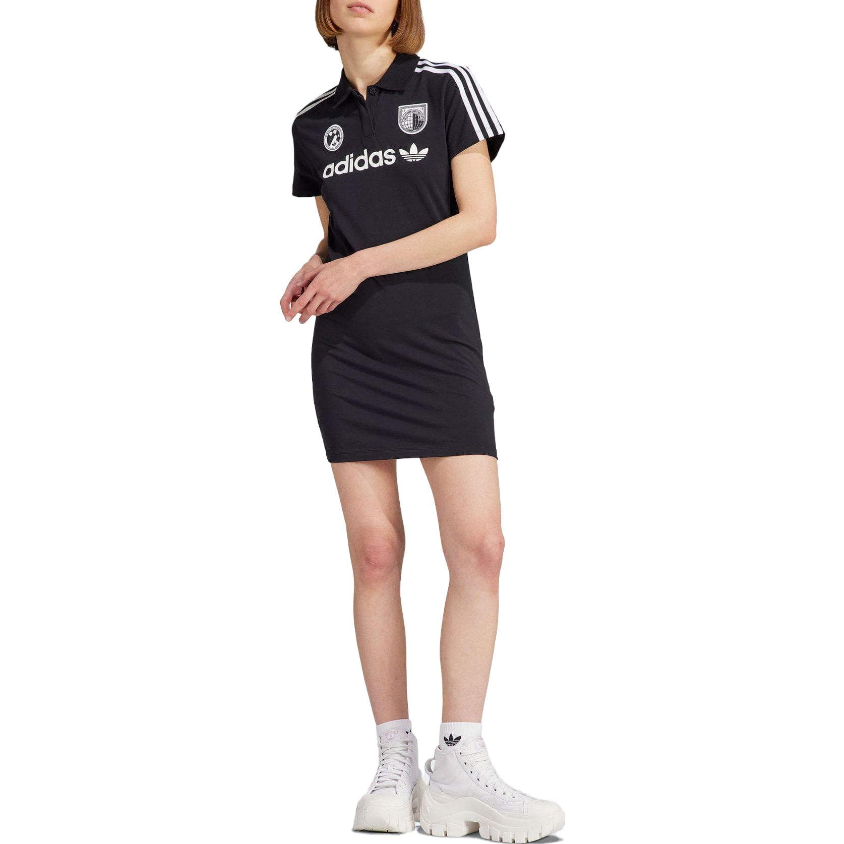 Платье Adidas Originals Короткое платье с короткими рукавами женское черное - изображение 2
