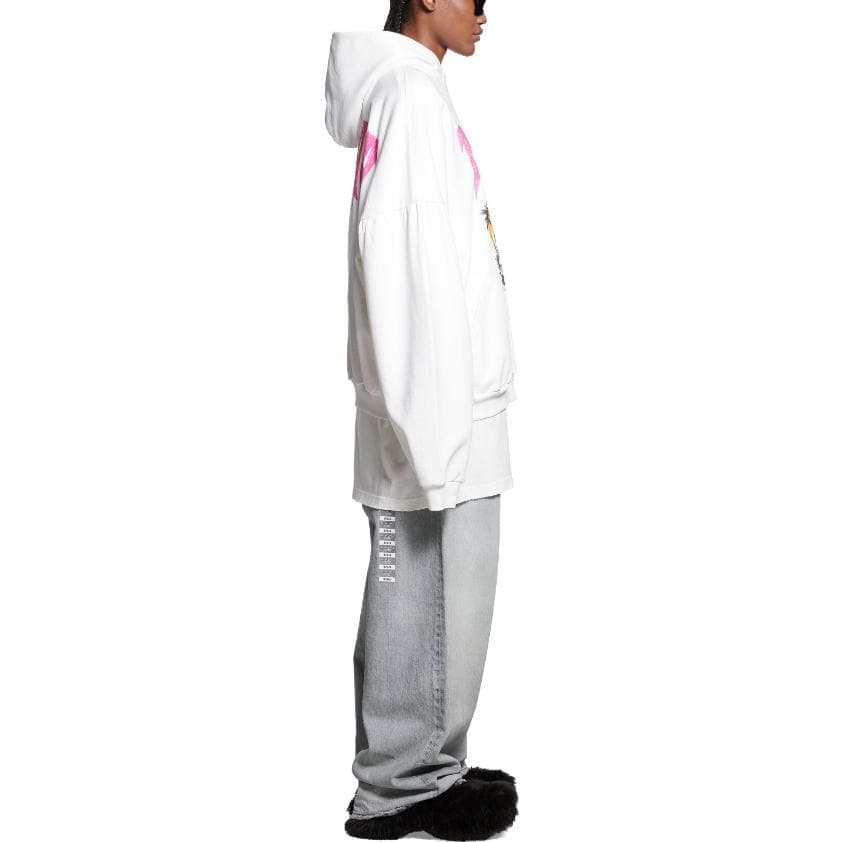 Худи Balenciaga Paris Tropical Round Hoodie White/Pink - изображение 5
