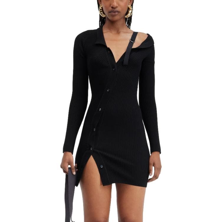 Платье Jacquemus Asymmetrical Cardigan Dress Black - изображение 2