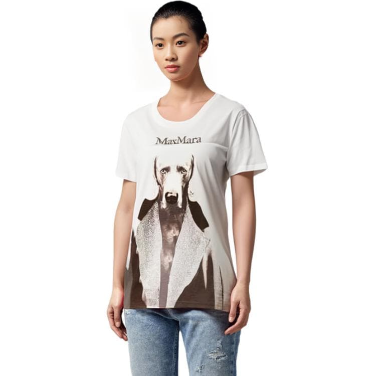 Футболка 'S MAX MARA Mmdog Logo Print T-Shirt White - изображение 6