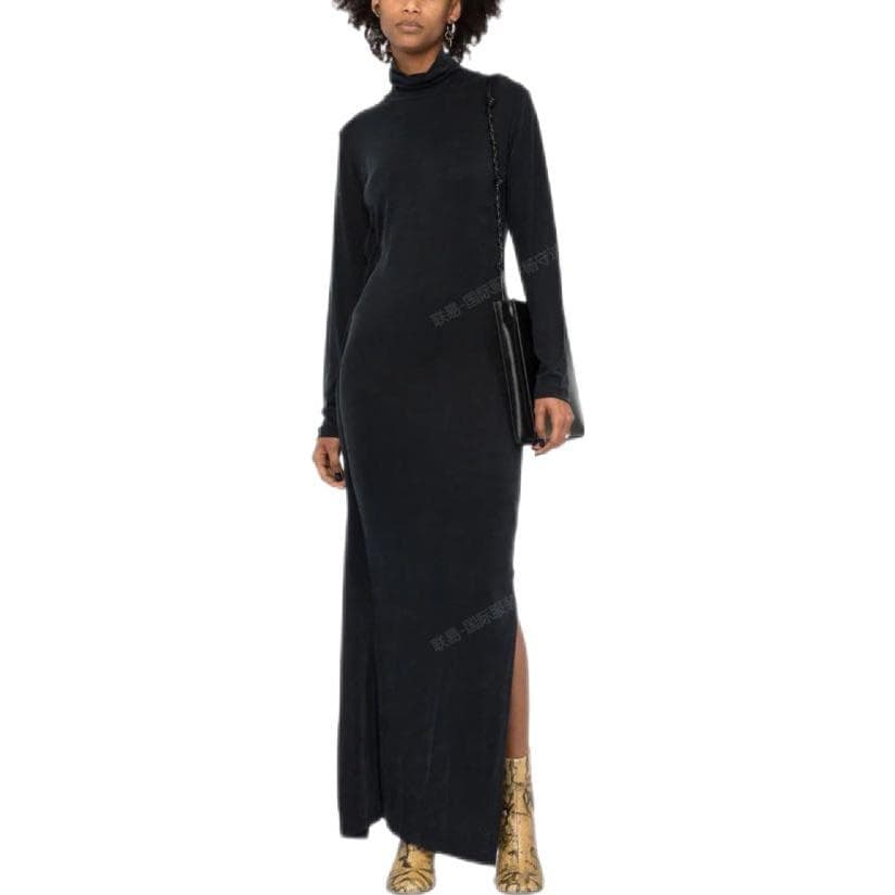 Платье MM6 Maison Margiela Длинное платье с длинными рукавами женское черное - изображение 2