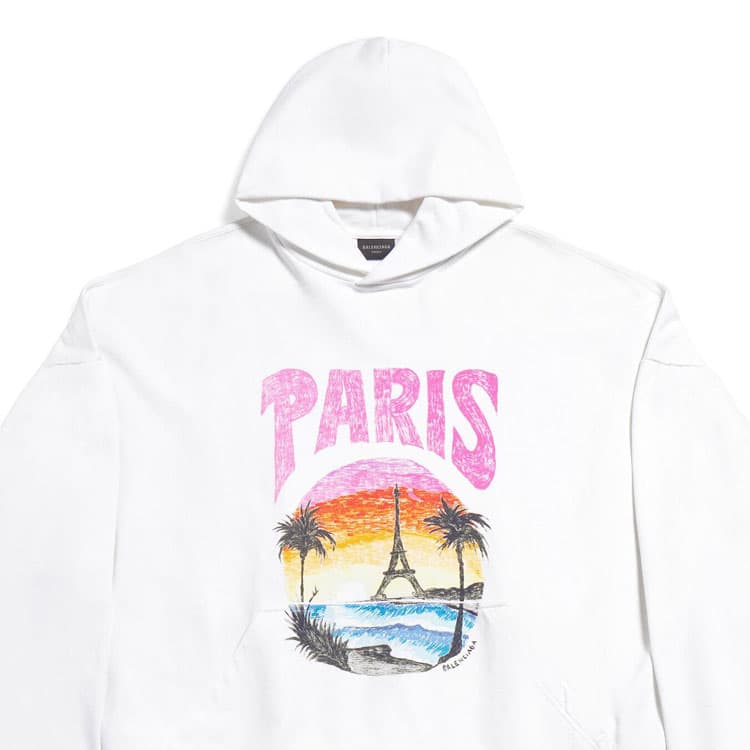 Худи Balenciaga Paris Tropical Round Hoodie White/Pink - изображение 6