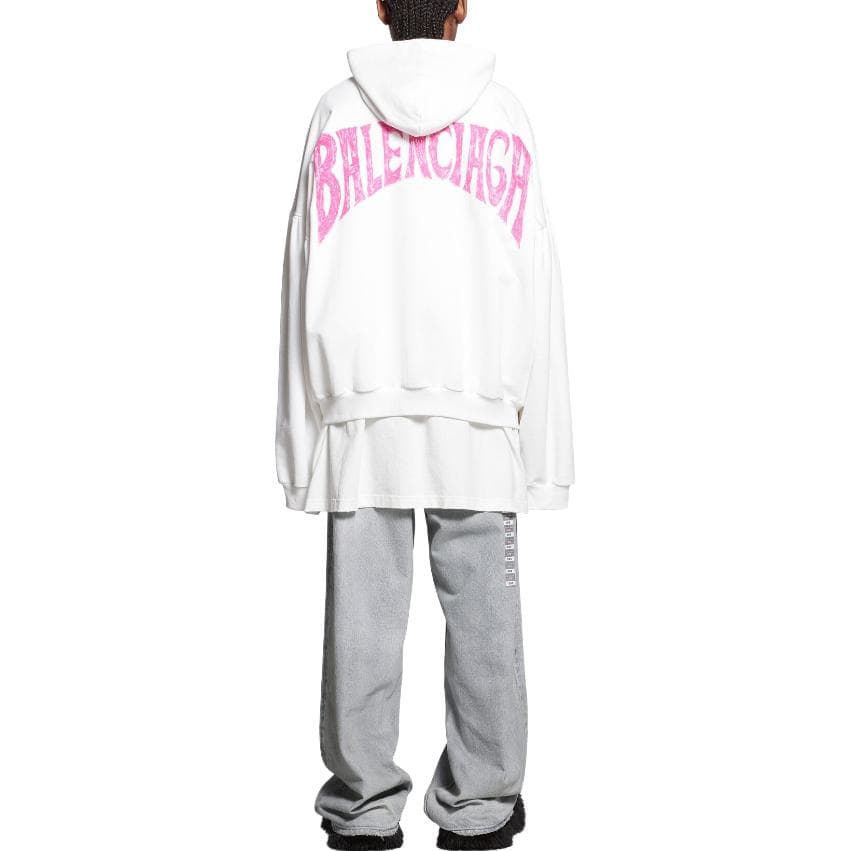 Худи Balenciaga Paris Tropical Round Hoodie White/Pink - изображение 3