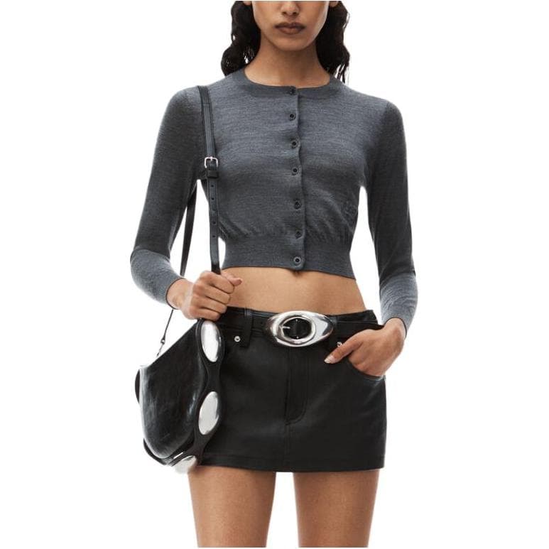 Кардиган alexander wang Logo Cropped Cardi In Superfine Merino - изображение 4