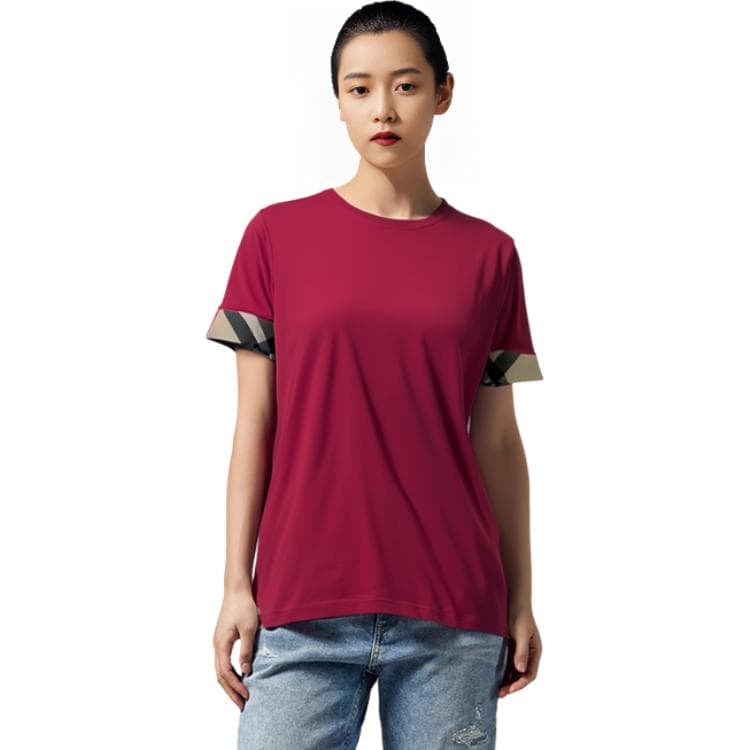 Футболка Burberry T-рубашка женская темно-красный - изображение 6