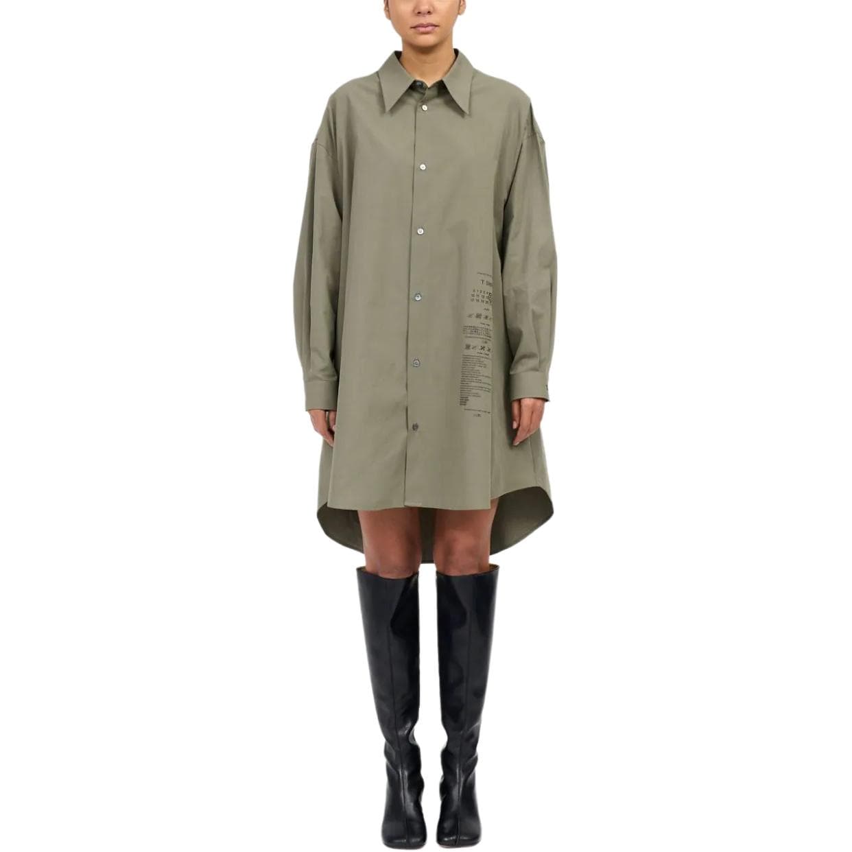 Платье MM6 Maison Margiela FW24 Длинное платье с длинными рукавами женское хаки - изображение 2