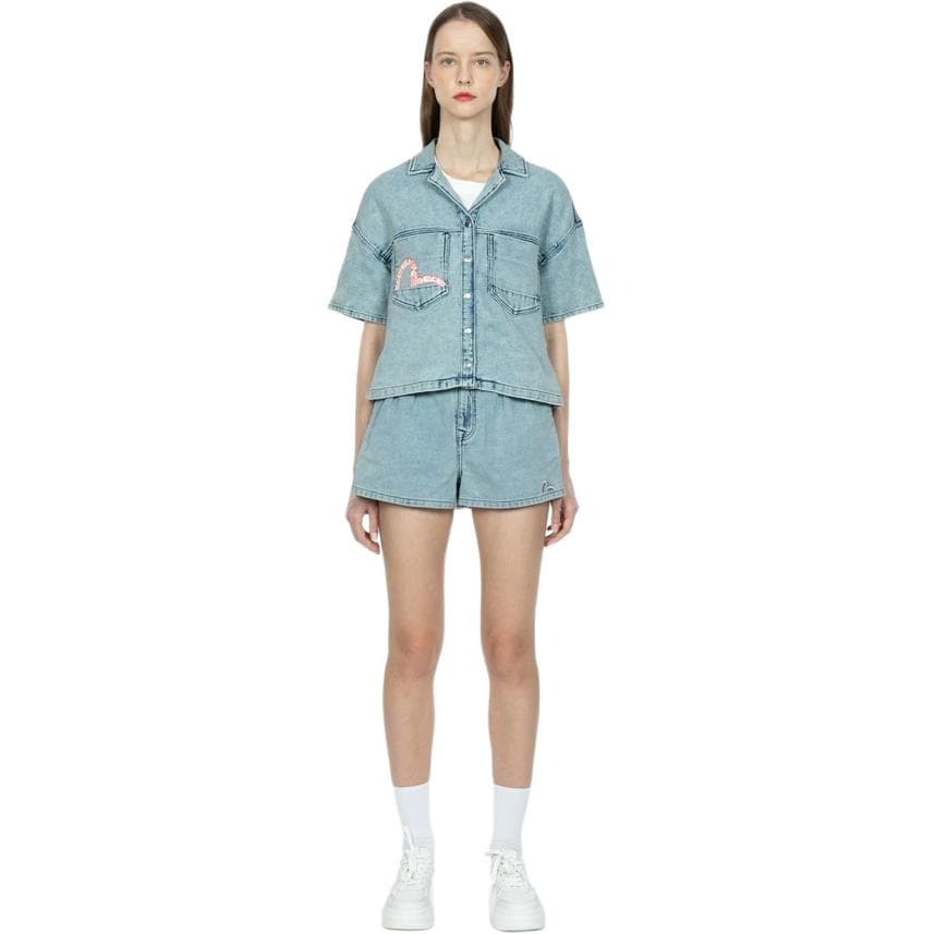 Блузка EVISU Джинсовый синий Женские рубашки - изображение 3