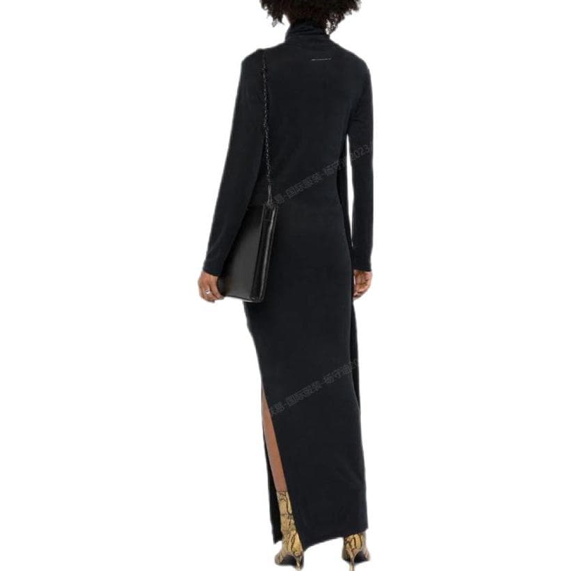 Платье MM6 Maison Margiela Длинное платье с длинными рукавами женское черное - изображение 3