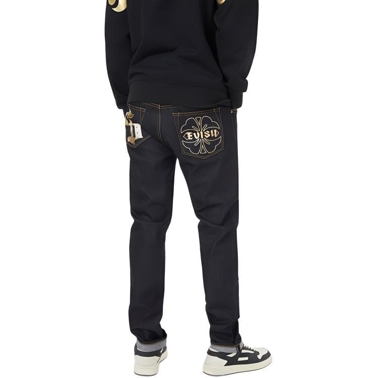 Штаны EVISU Джинсовый Синий Мужские Джинсы - изображение 4