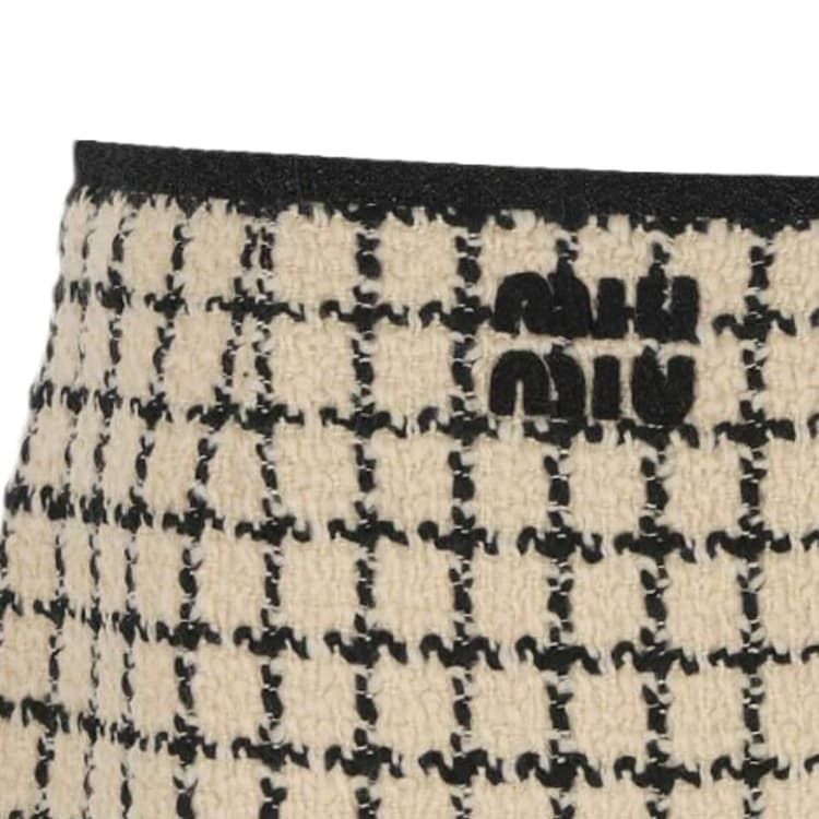 Юбка Miu Miu FW23 Plaid Embroidered Logo Skirt - изображение 5
