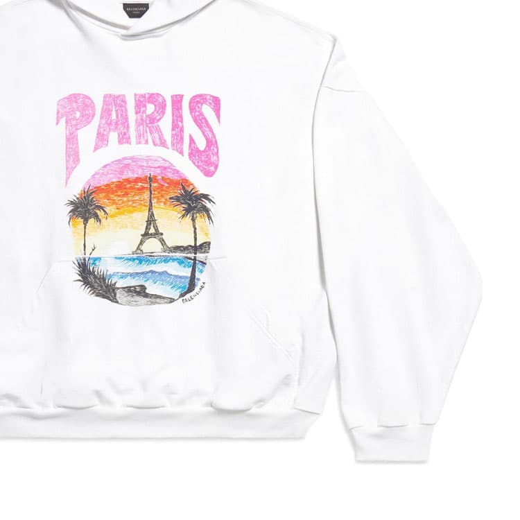 Худи Balenciaga Paris Tropical Round Hoodie White/Pink - изображение 7
