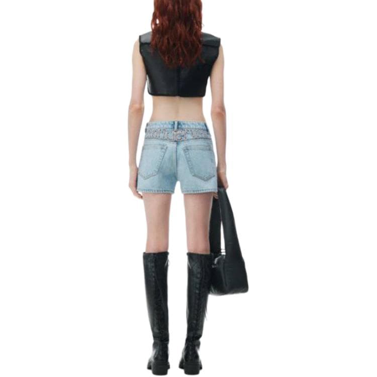 Alexander wang HIGH RISE Shorty в переработанном джинсовом стиле женские синий - изображение 3