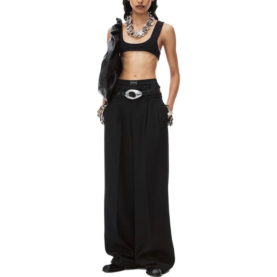 Штаны alexander wang Wool Low-Rise Tailored Trouser With Pre-Styled Logo Boxer Waistband - изображение 2