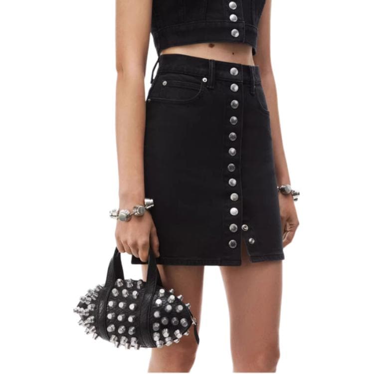 Alexander Wang FW24 Джинсовые короткие юбки Женские Черный - изображение 6
