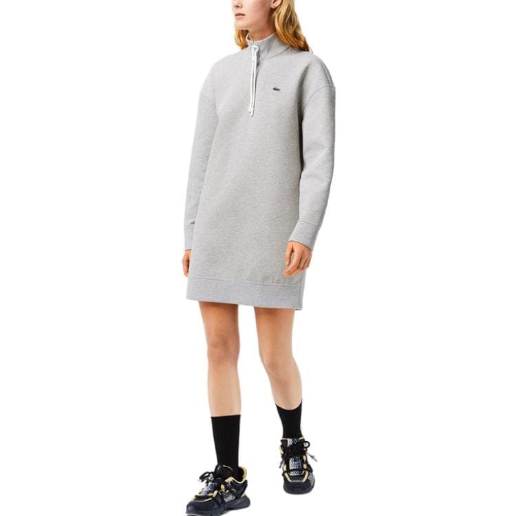 Платье LACOSTE Серебристо-серый Женские Длинные Платья с Рукавами - изображение 3