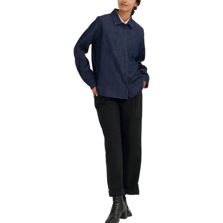 Блузка UNIQLO X IDLF Темно-синие женские рубашки - изображение 2