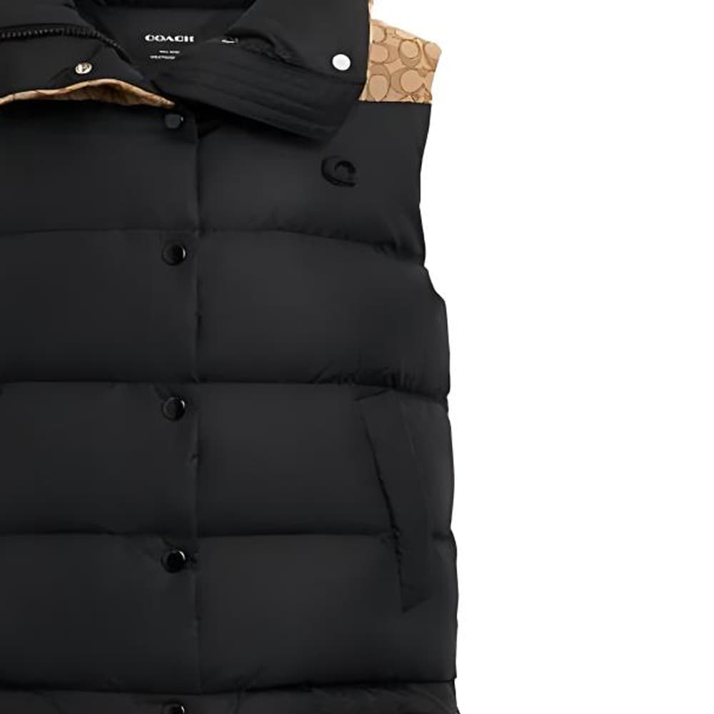 COACH FW23 Logo Embroidered Down Vest Black - изображение 4