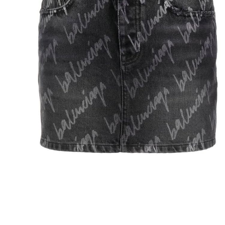 Balenciaga SS22 Logo Mini Skirt Black - изображение 6
