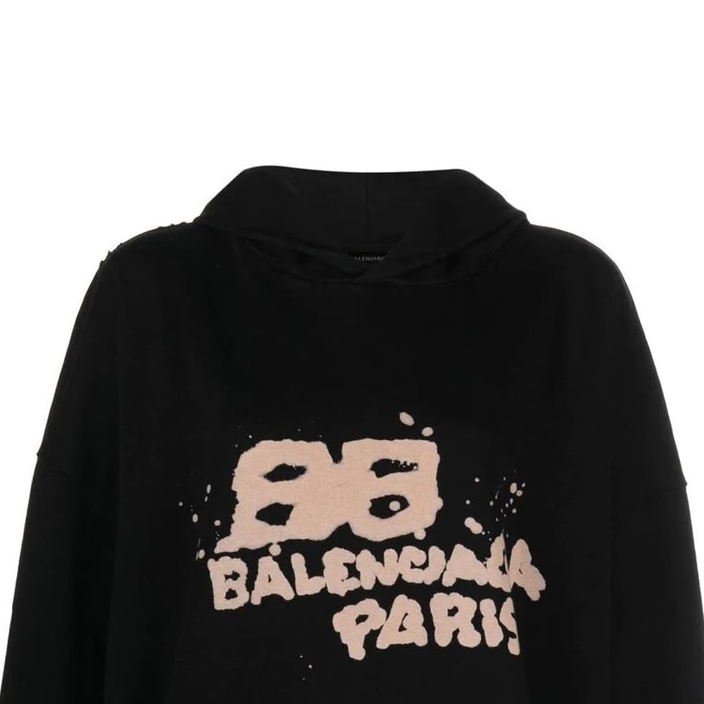Худи Balenciaga Logo Print Hoodie Black - изображение 6
