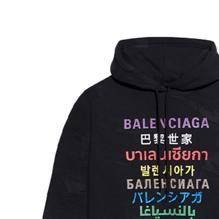 Худи Balenciaga Multilingual Logo Hoodie Black - изображение 5