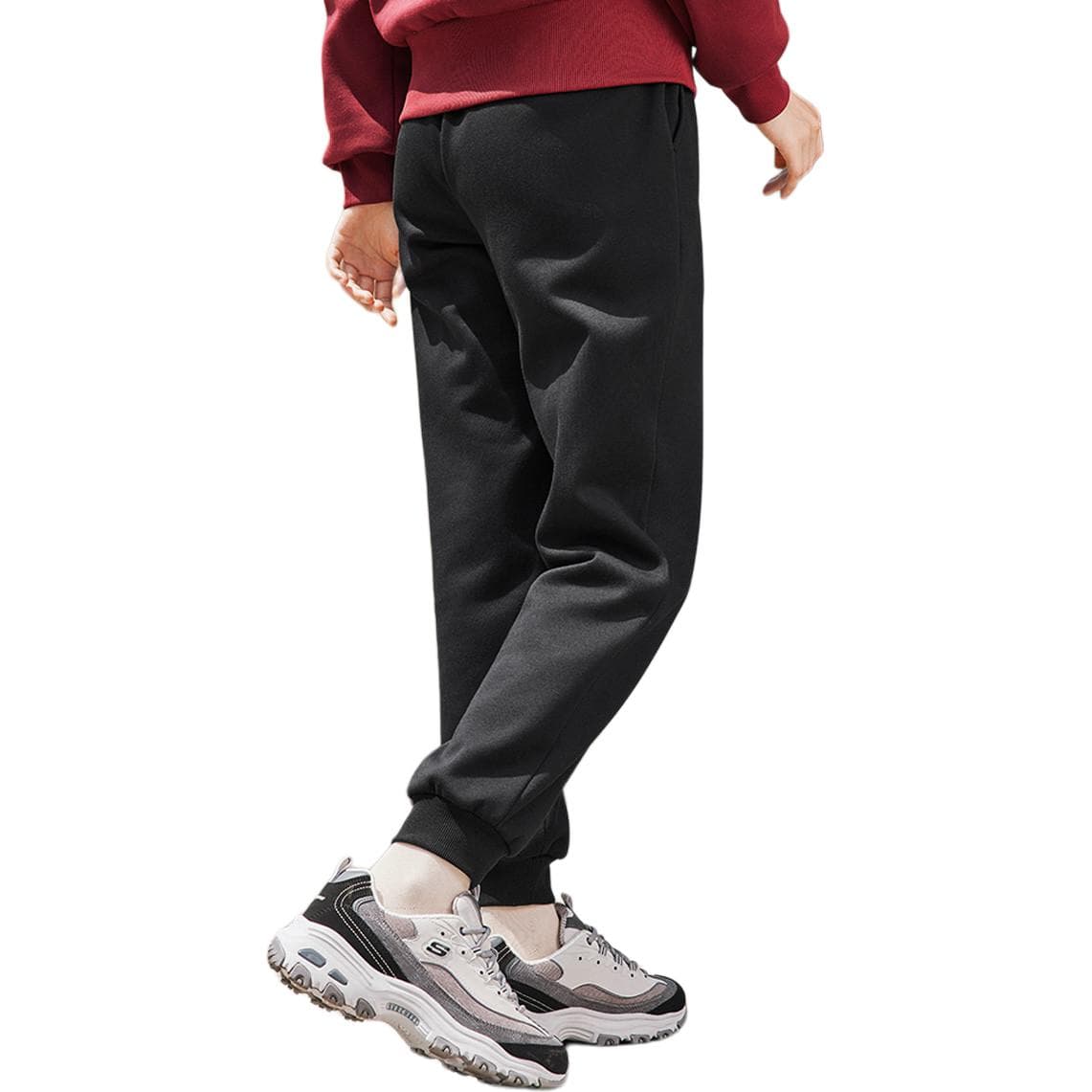 Штаны Skechers Флисовая подкладка однотонные эластичные манжеты вязаные тренировочные штаны женские угольно-черный - изображение 4