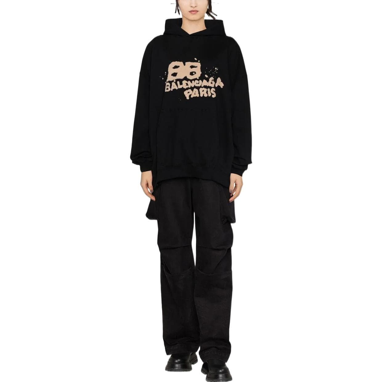 Худи Balenciaga Logo Print Hoodie Black - изображение 4