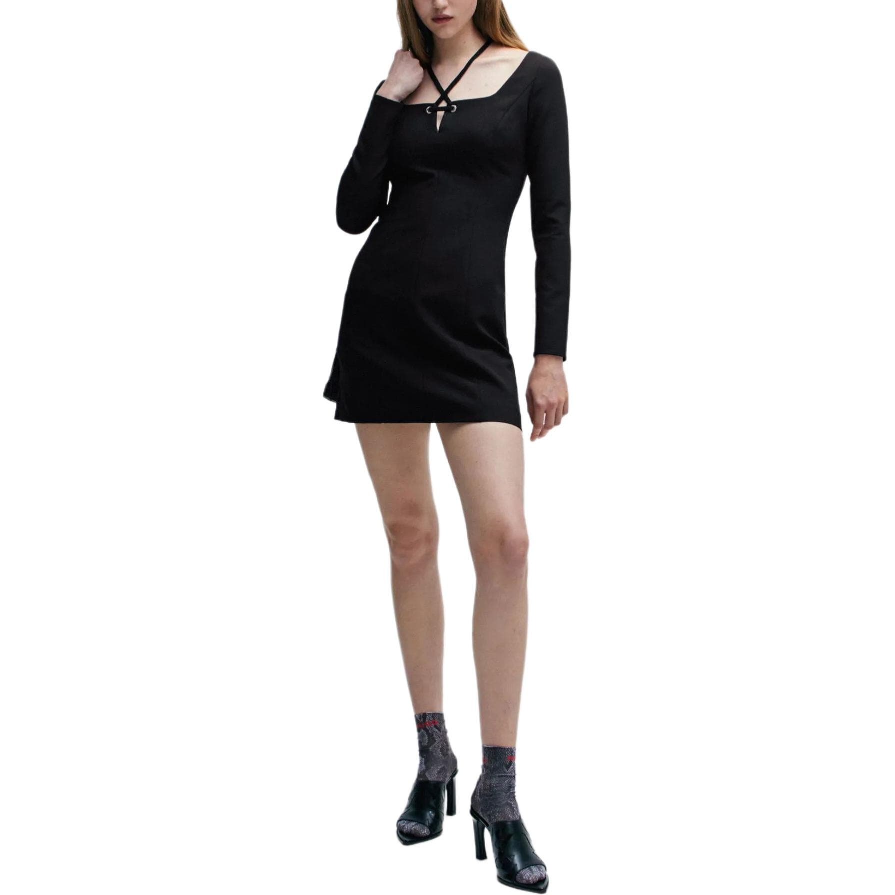 Платье HUGO BOSS Fine Shoulder Lace Embellished Dress - изображение 3